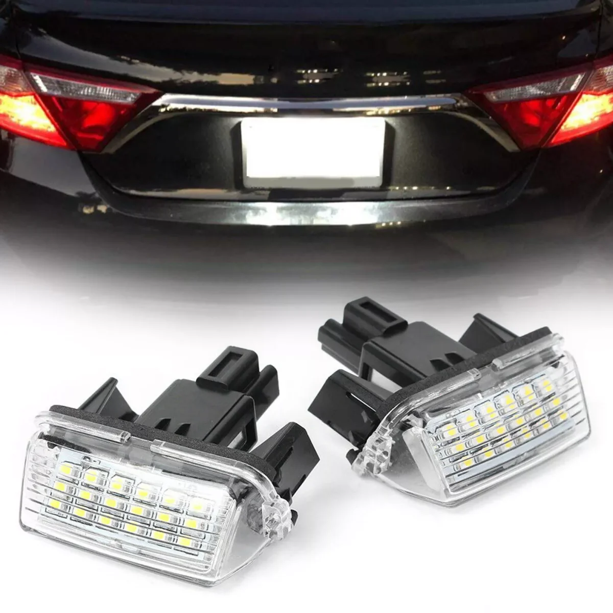 For Toyota Camry Corolla Prius Yaris Highland Avalon Auris Vios Esquire EZ Noah Proace 2pcs LED License Number Plate Light Lamp