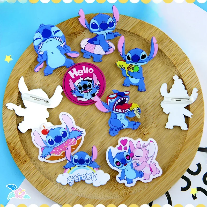 

Lilo & Stitc Disney Brooch Decoration Anime Action Figure Cute Toys Q Figural Brooch Clothing Decoration Children Birthday Gift