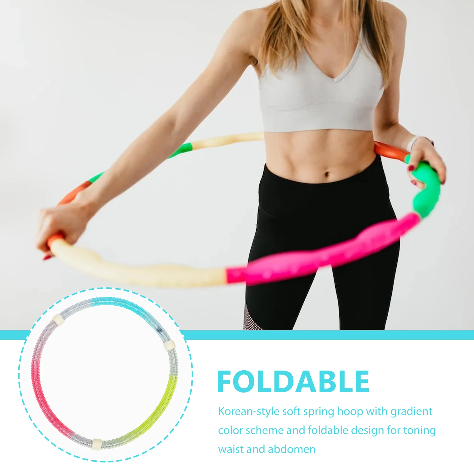 

Korean Style Gradient Hoop Foldable Plastic Steel Women Fitness Belly Workout Equipment Sports Supplies Yoga Circle
