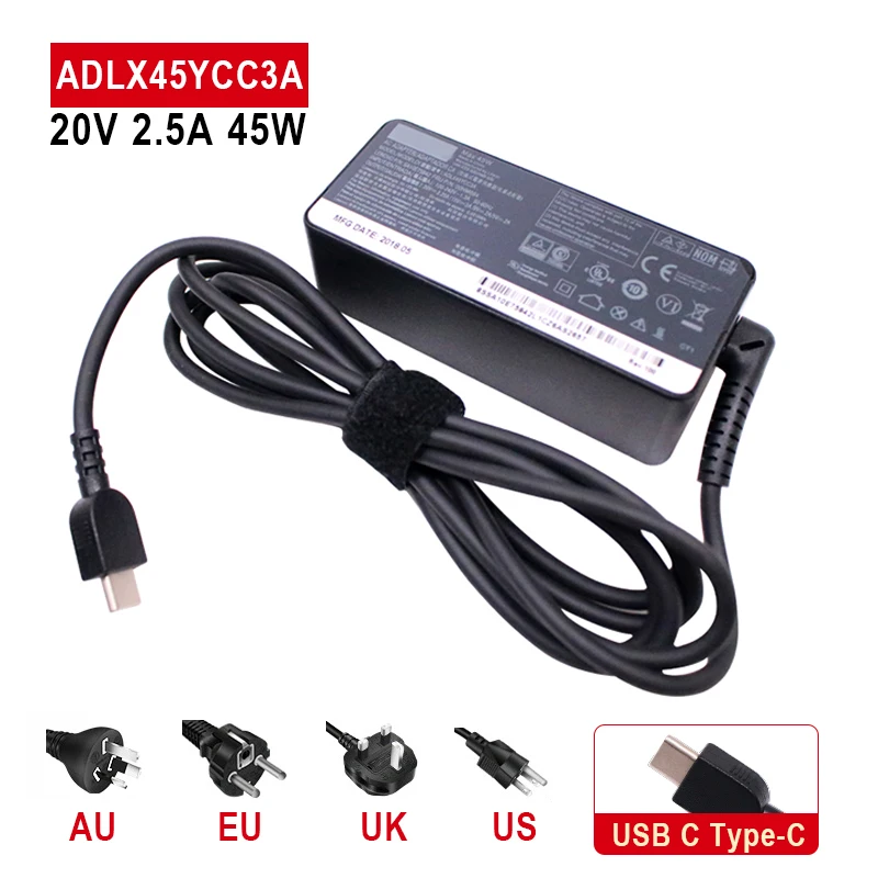 20V 2.25A 45W Type USB C AC Laptop Charger For Lenovo Chromebook c330 00HM666 Series ThinkPad T480 Yoga 720S-13IKB 720S-13ARR