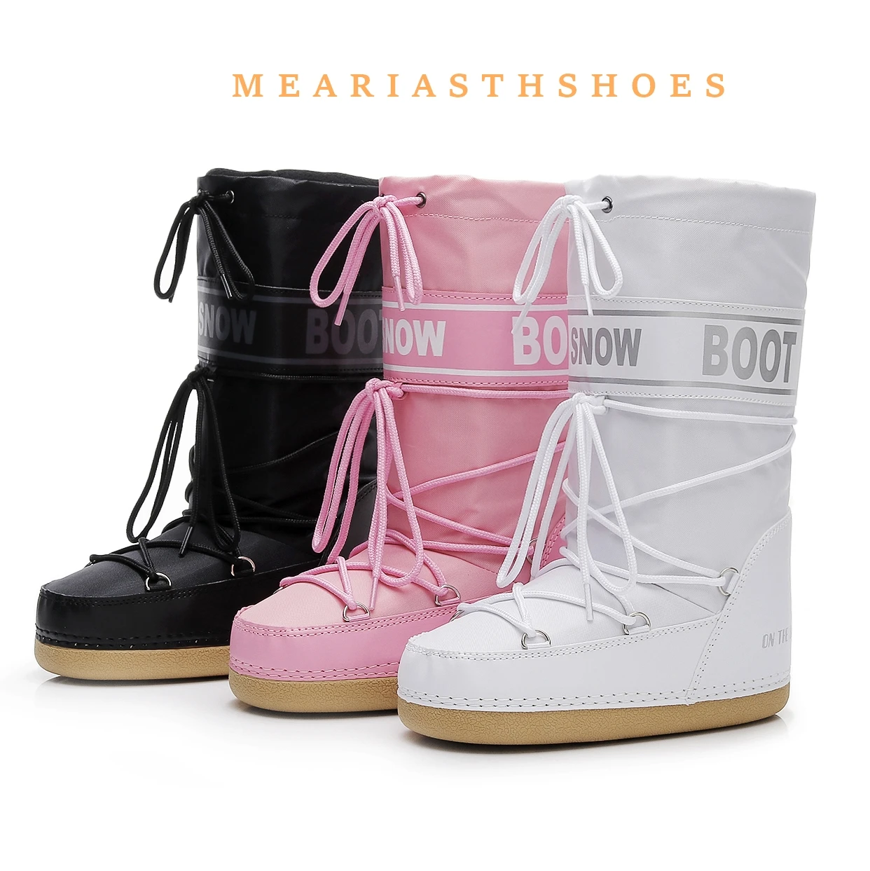 

Women's Winter Fashion Snow Boots Thickened Long Skiing Anti-slip Waterproof round Head Rubber Material Square Heel Boots