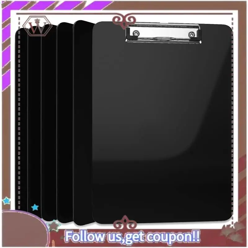 

ABBG-6 Pack Clip Boards Low Profile Metal Clip Board Clipboards Plastic Letter Size Bulk Class Set