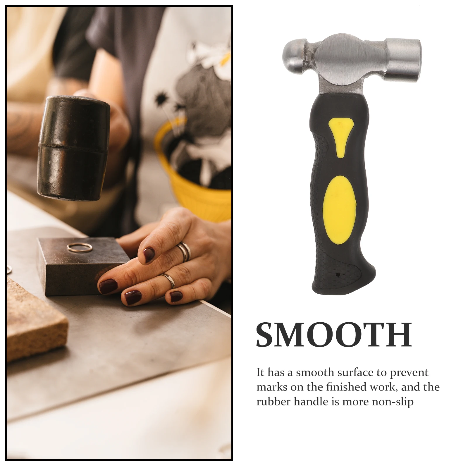 

Jewelry Stamping Hammer Mini Tool 10oz Yellow Handle Ergonomic Grip Lightweight Compact Metal Shaping DIY Enthusiasts Practical