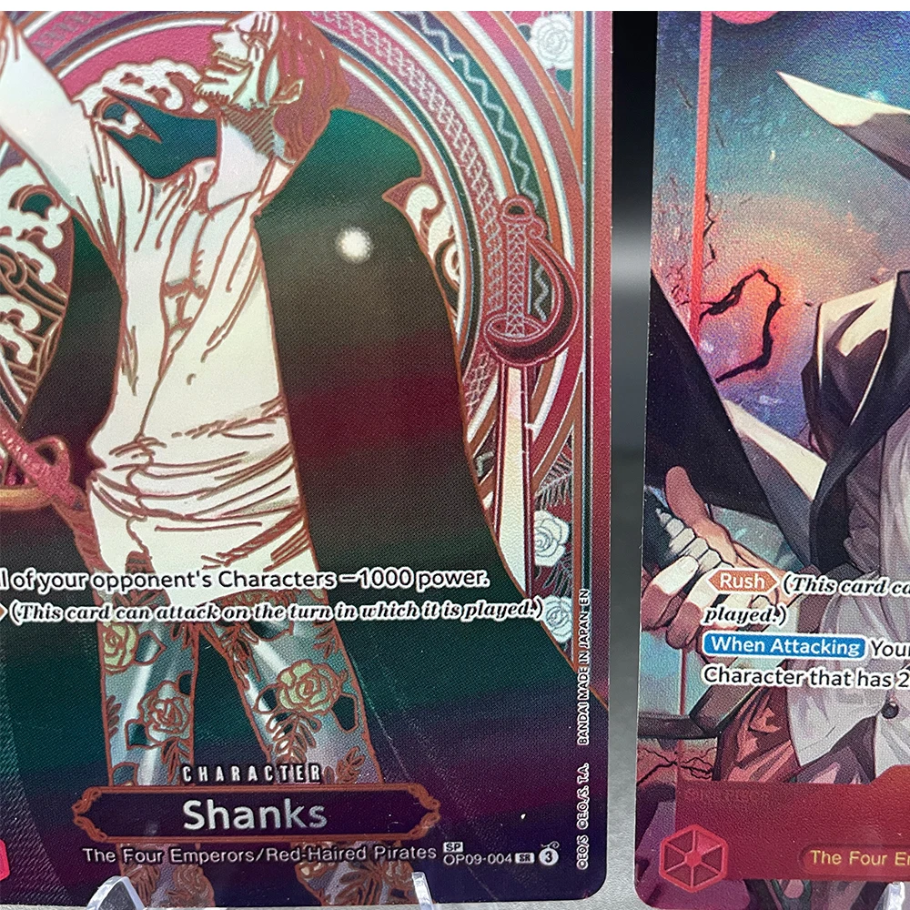 

Anime Proxy OPCG Collection Card OP01-120 Shanks Sp Silver Carrying On His Will Foil English Op09-004 Sec Foil Card Fans Gifts