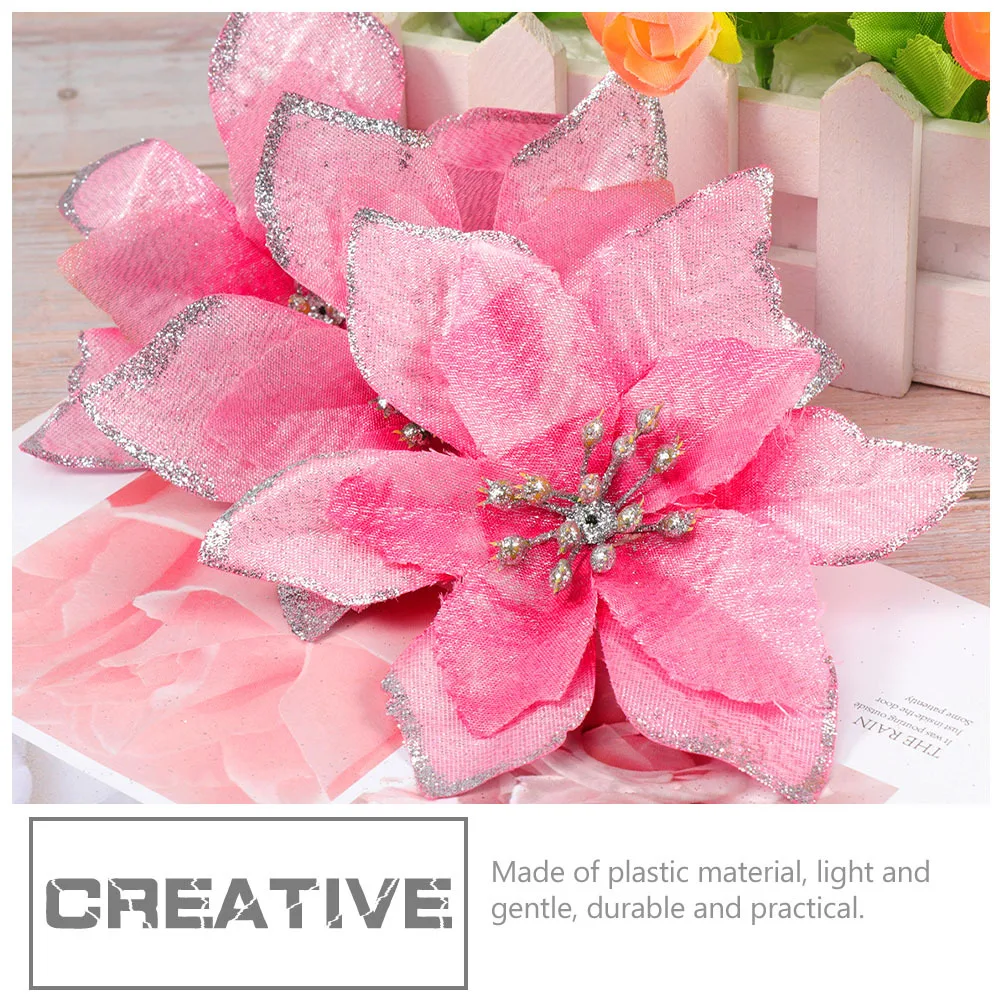 

15Pcs Christmas Tree Flowers Simulated Floral Decor Vivid Artificial Blooms Festive Holiday Party Scene Decoration Prop