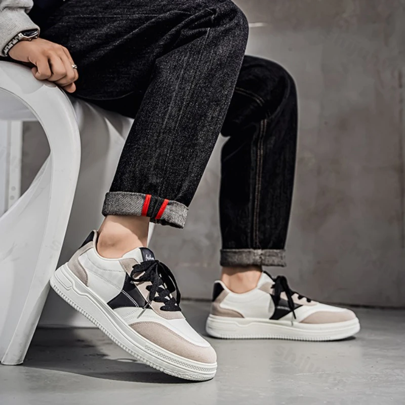 Men Low Help Board Shoes Spring Autumn New Non Slip Lightweight Comfortable Casual Shoes Fashion Lace Up Wear-resistant Sneakers