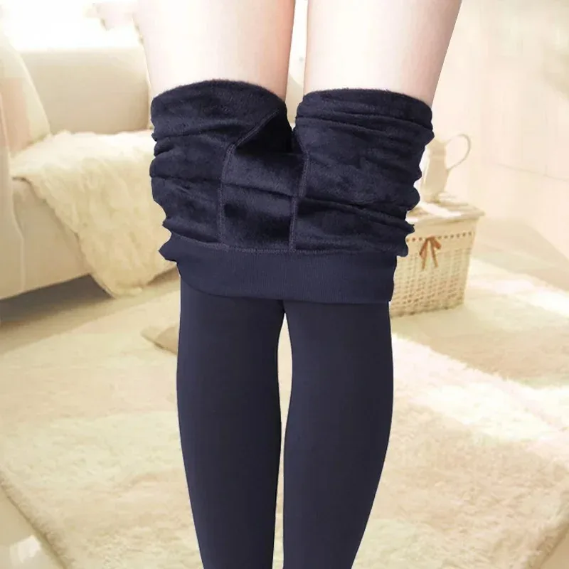 ฤดูหนาว WARM หนาขนแกะ Pantyhose ผู้หญิงสุภาพสตรีความร้อนยืดหยุ่นกํามะหยี่ Tights ยืดสูงเอวโปร่งแสงถุงน่องถุงน่อง