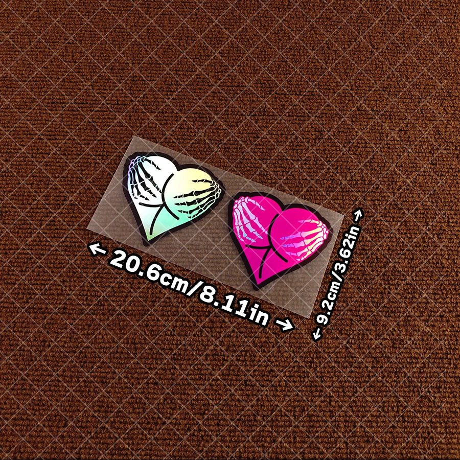 2Pcs Holographic Skeleton Palm Sticker Set, Waterproof Vinyl, Gothic Punk Style for Car Body & Window