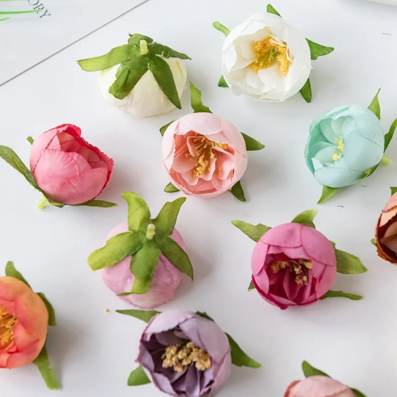 100 Stück künstliche Blumen Tee Knospe Seide Rosen Köpfe für zu Hause Hochzeit Weihnachten Handwerk Kranz Blume Wand Party Dekoration Lieferungen – Detail 2