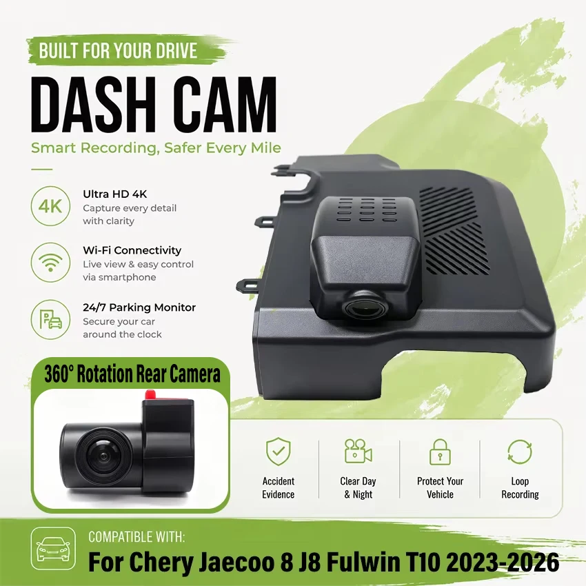 Dedicated DashCam For Chery Jaecoo 8 J8 Fulwin T10 2023-2026 4K UHD Car DVR Plug and play Dash Cam Wifi Camera Video Wireless