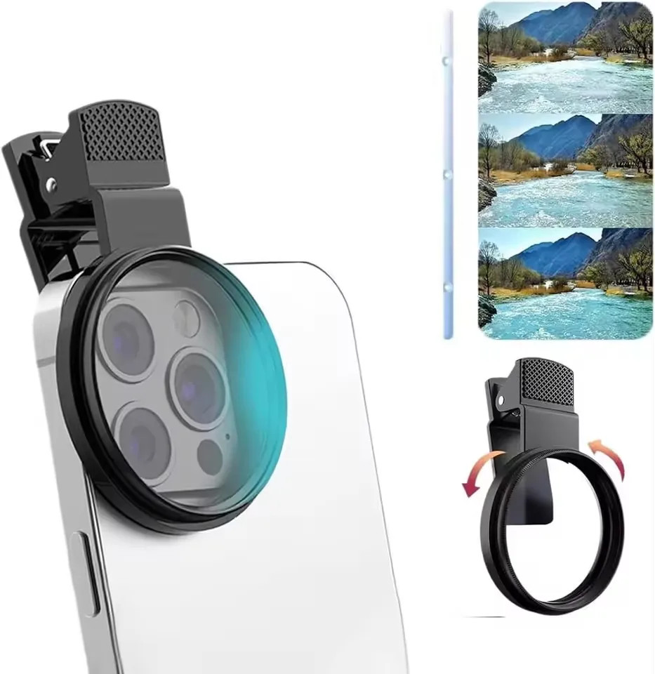 52MM Circular Universal Polarizer Camera Lens Clip Portable CPL Filter Kit Professional Phone Camera Lens For iPhone 16 15 14 13