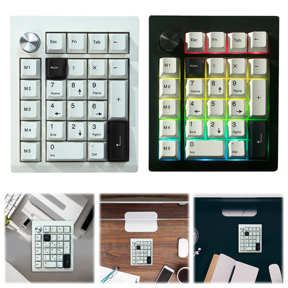 

Numeric Keypad 2.4 GHz/BT5.0/Type-C Wired 26 Keys External Numpad RGB Backlight Data Entry Keyboard with Knob for Laptop Mac Win