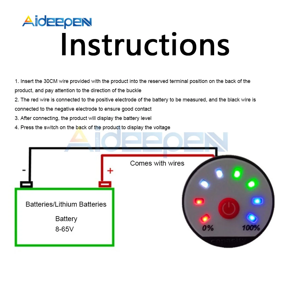 Programmabile 4.2V 7.4V 12V 16.8V 22V 24V 36V LED litio/piombo acido indicatore di capacità della batteria misuratore di livello di potenza Tester