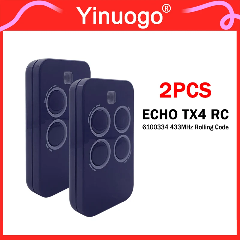 2PCS โรงรถประตู/รีโมทคอนโทรลสำหรับ 6100334 ECHO TX4 RC BRAVO TX4 / BRAVO TE4433H มือเครื่องส่งสัญญาณ 433MHz