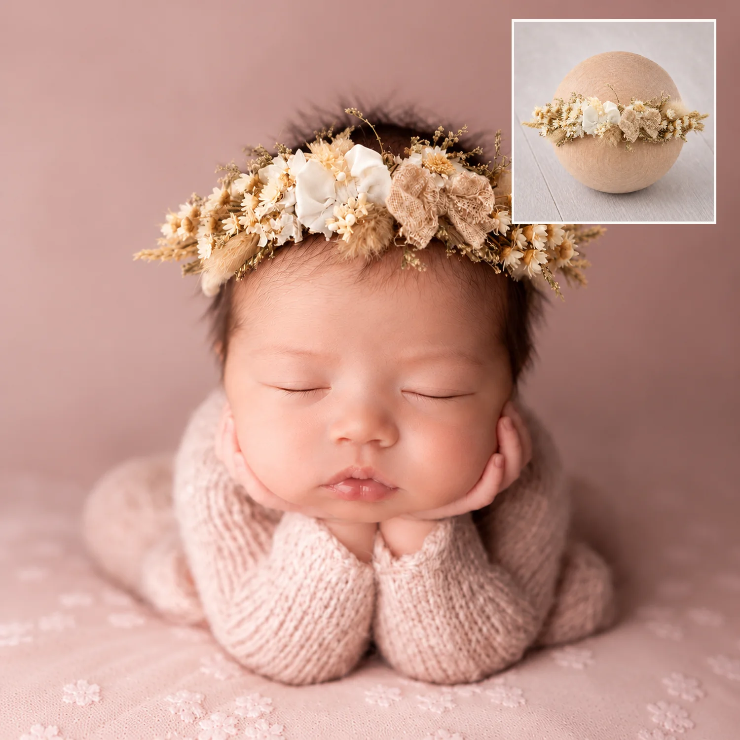 Newborn Photography Floral Headband Handmade Baby Girl Flower Crown Photo Tieback Newborn Photoshoot Props Accessories 22 Styles