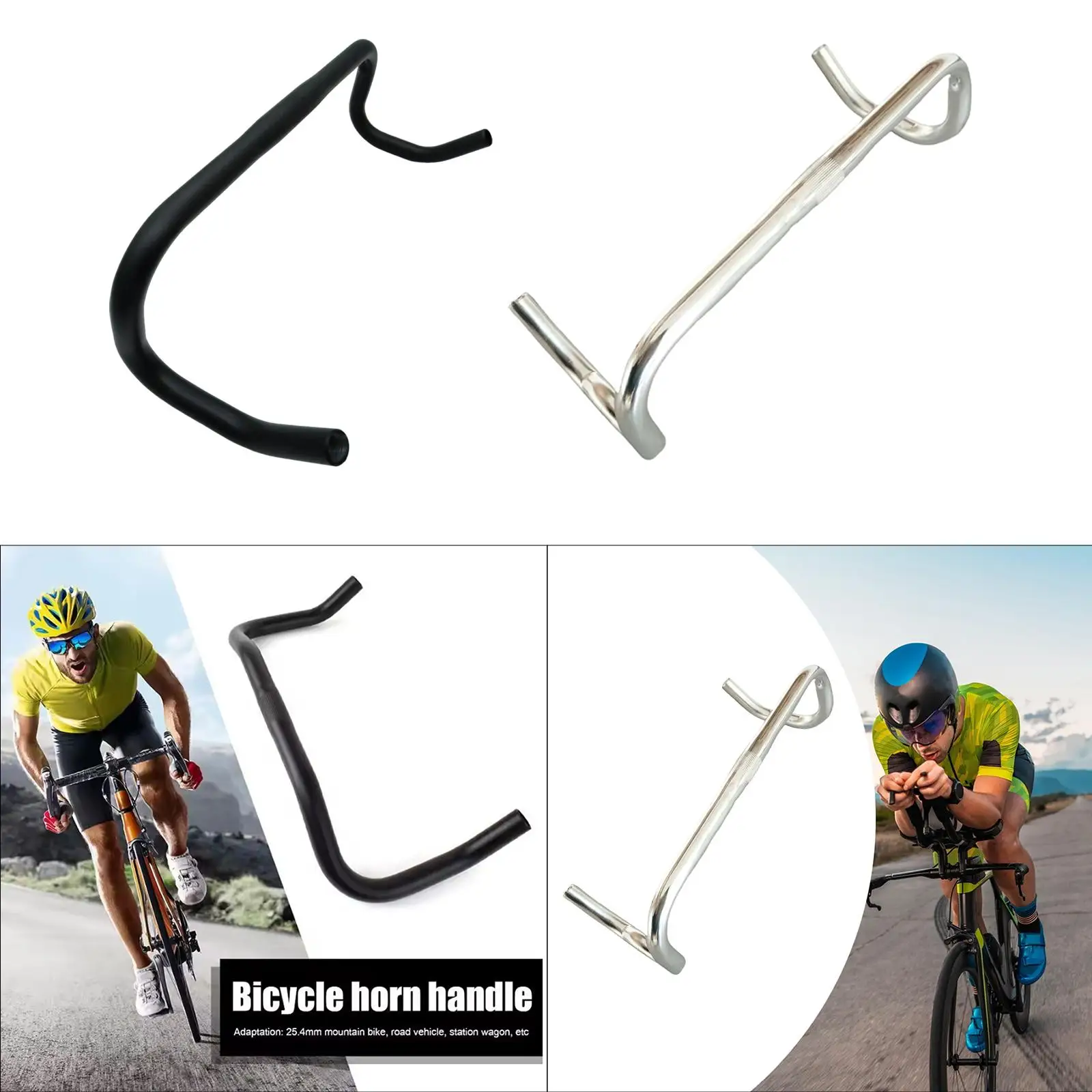 

Road Bicycle Handlebar Aerodynamic Aluminum Alloy Curved Drop Bar Bar Tape Compatible for Race Bike Upgrade