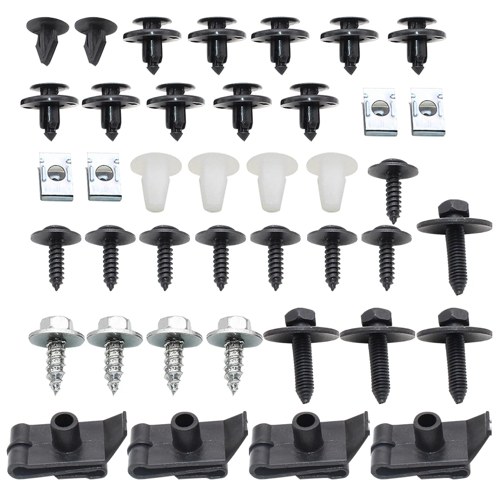 40pcs Engine Under Tray Cover Fastener Clip Car Fender Shield Bottom Splash Guard Self-tapping Screws Kit for Toyota Avensis T25