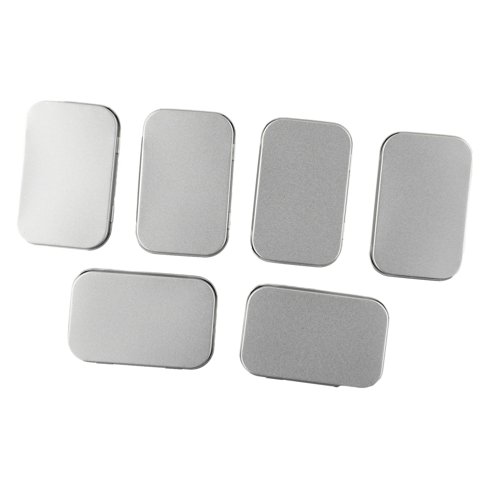 6Pcs/set Metal Box Tin-Plated Container Empty Hinged Lid Small Empty Storage Box Mini Portable Boxes Container