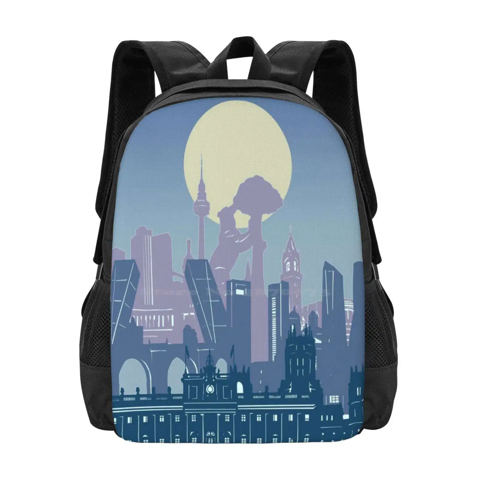 Tas sekolah Madrid Skyline, ransel kapasitas besar Laptop Madrid Spanyol Skyline Madrid City Skyline Madrid Cityscape Madrid