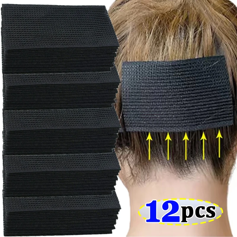 

6/12 Pcs Adhesive Striped Hairclips Square Magic Hair Stickers Hair Pad for Women Sports Makeup Daily Use Headwear Accessories