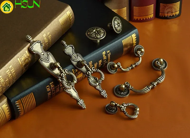 2 pcs 6style Countryside Dresser Pulls Handles Cabinet Drop Pull Drawer Handle Chinese Style Cupboard Knob Furniture Hardware
