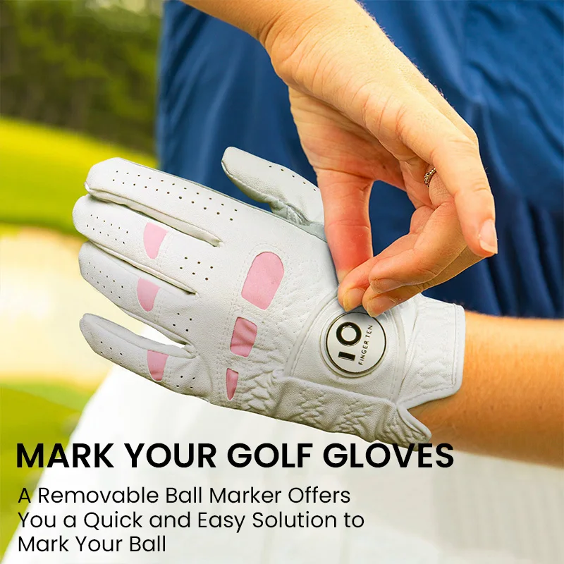 6 Pcs Rain Grip All Weather Womens Golf Gloves Ladies Left Hand Right Soft Cabretta Leather Glove with Ball Marker for Women image 5