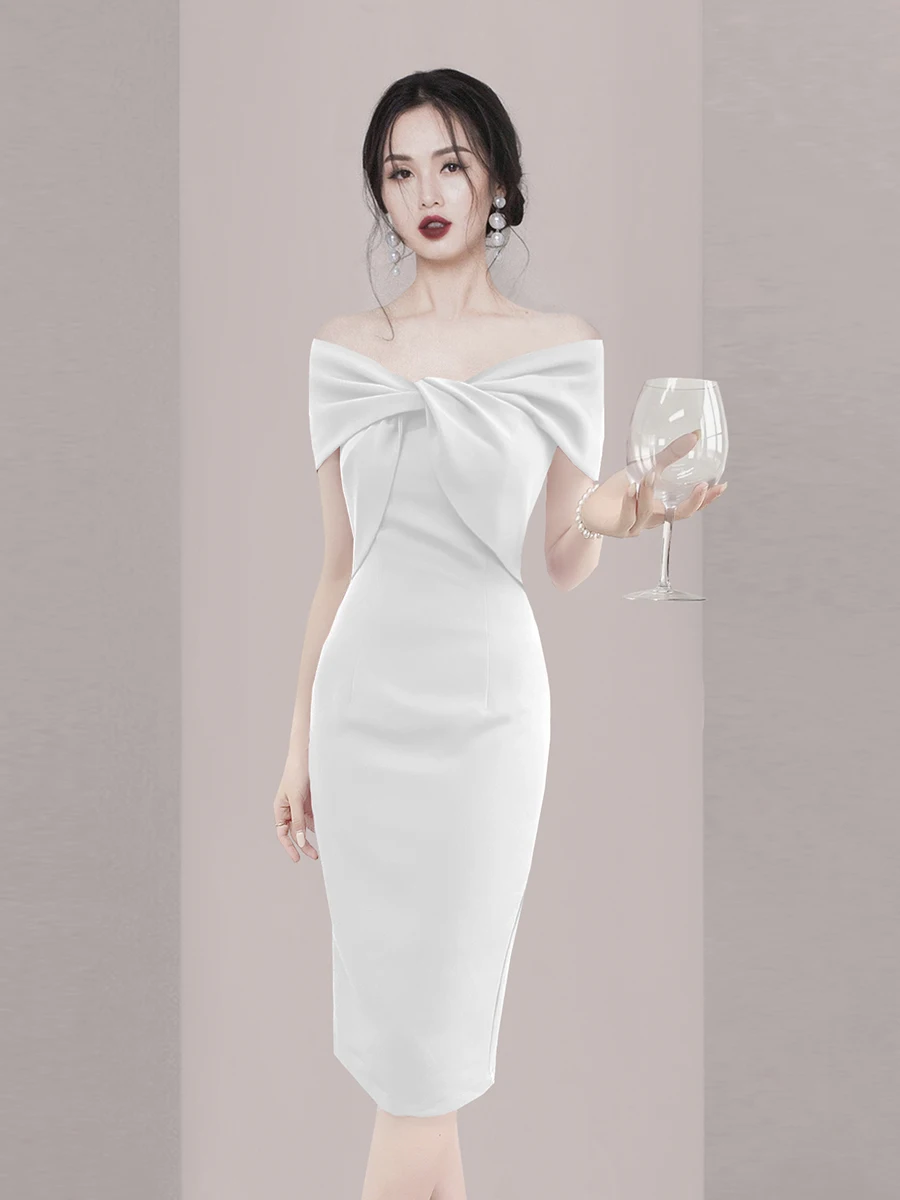 

Весна 2026: Роскошное ретро-платье с одним открытым плечом, приталенное, с коротким рукавом, сексуальное, с молнией на талии, для свадеб, вечеринок и выступлений