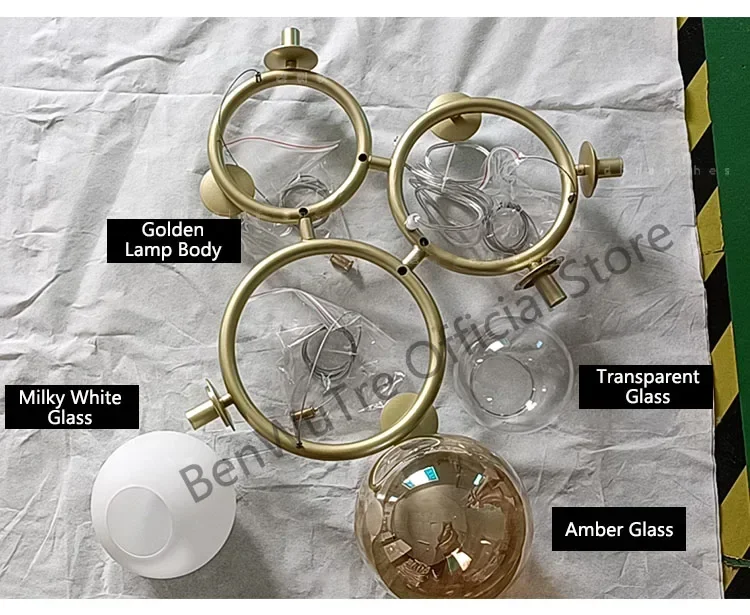 Simple LED Chandelier Dining Living Room Nordic Glass Ball