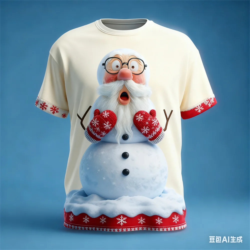 Christmas Men's T-shirt Santa Claus Pattern Print Men's women's Round neck T-shirt Christmas graphic t shirts new in tops & tees