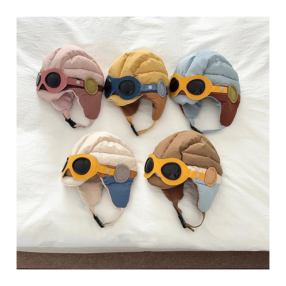 

Winter Kids Lei Feng Hat 2-6T Color Blocking Boys Ear Protection Hat Children Girls Warm Skiing Cap