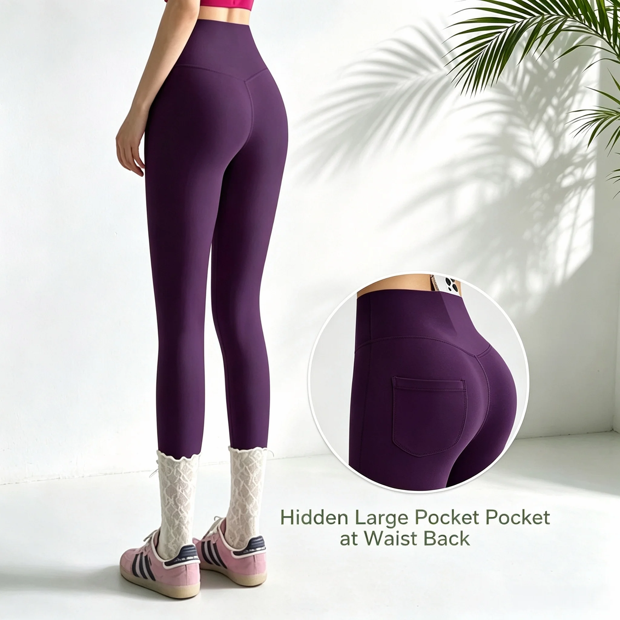 Hochwertige Damen-Fitness-Leggings mit Naked-Feeling, Weiche Workout-Yoga-Hosen, Energie-Gym-Tights zum Laufen – Detail 5