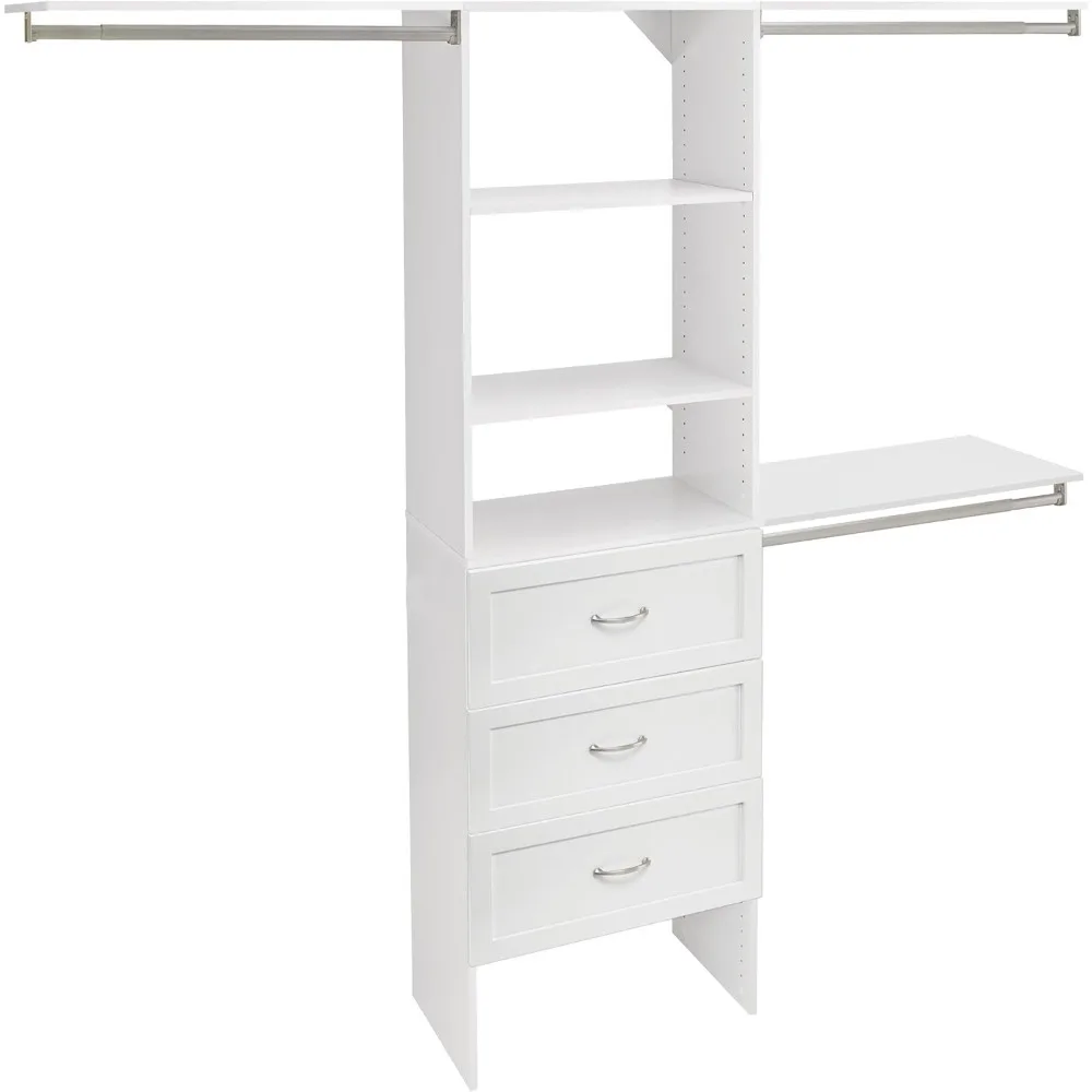 uiteSymphony Closet Organizer with Shelves, 3 Drawers, 25-Inch-Pure White