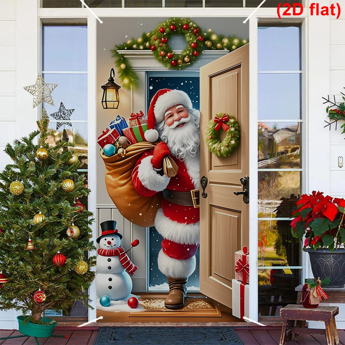 Christmas Hanging Flag Santa Claus Door Banner Christmas Decoration For Home 2025 Xmas Ornament Navidad Natal New Year Gift 2026