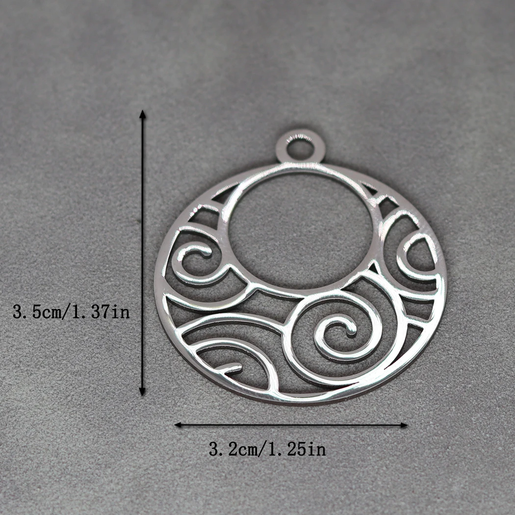 3pcs Geometry Round Circle Spiral Charms Stainless Steel Vortex Pendants For DIY Necklaces Jewelry Making Findings Supplies