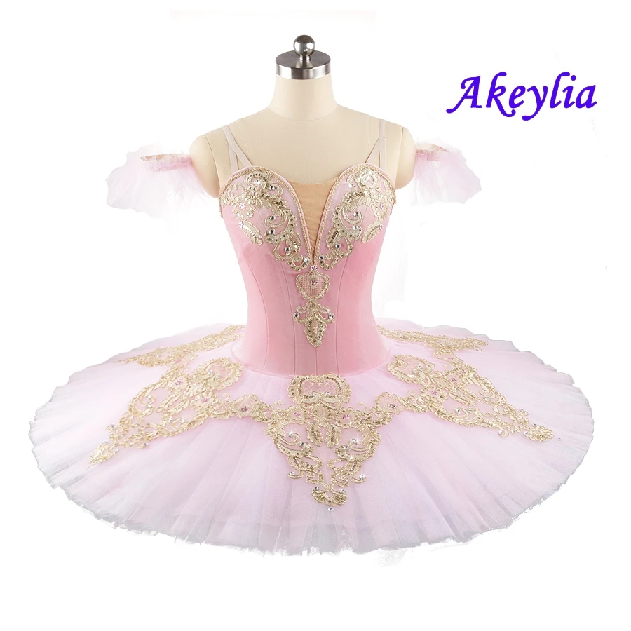 

Professional Tutu Ballet Pink gold Girls Classical Ballet Performance Tutu Pancake Competition Sugar Plum Fairy for Adult JN0232