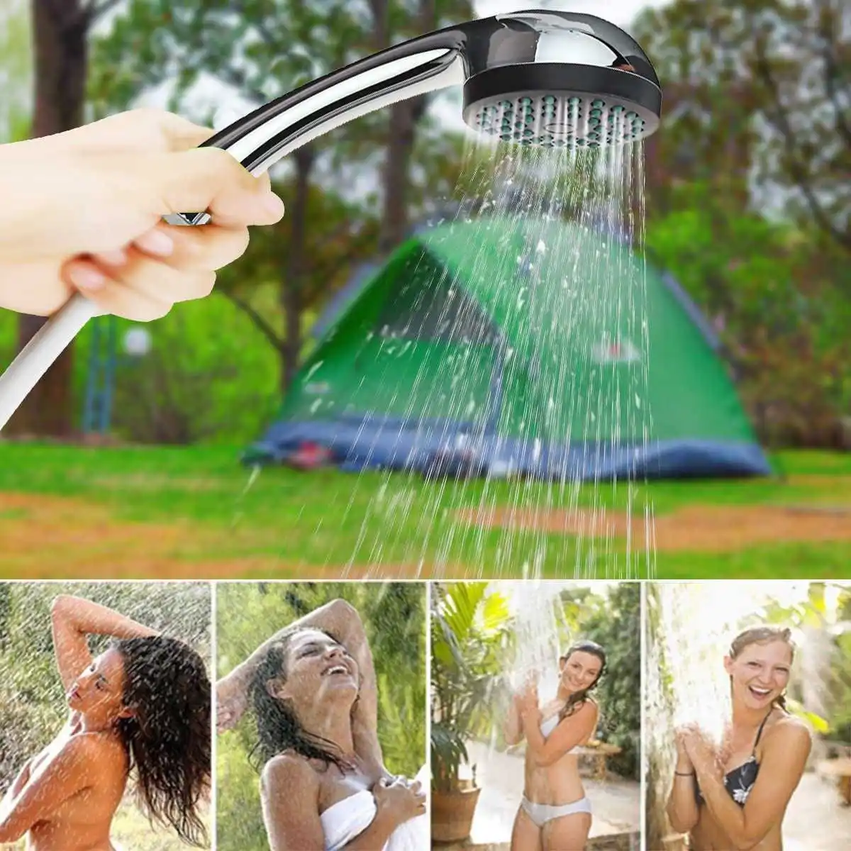 Wireless Portable USB Rechargeable Shower Water Pump Nozzle Camp Travel Outdoor Hiking Shower Head