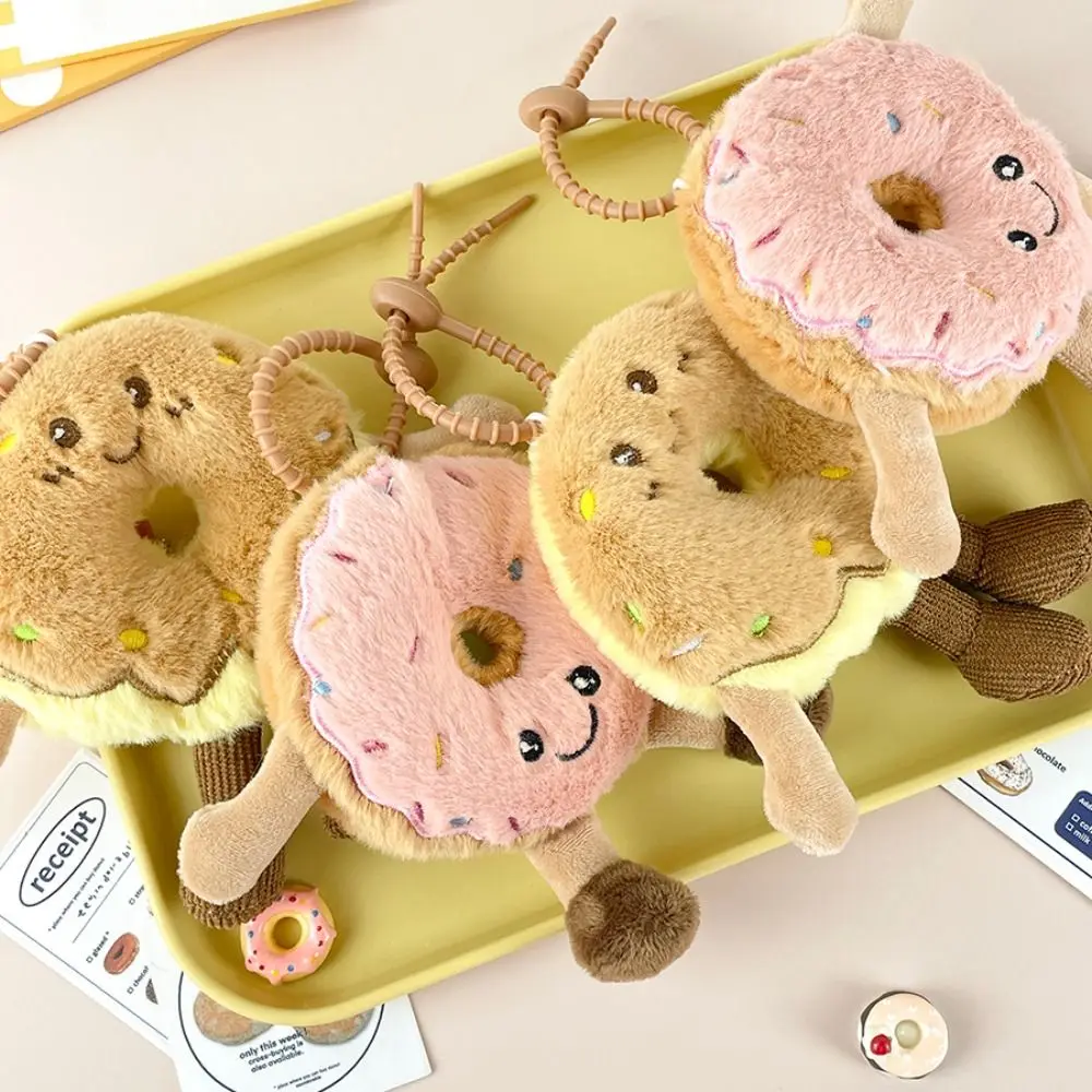 Pingente de Pelúcia de Donut de Desenho Animado, Chaveiro de Pelúcia de Donut Macio e Kawaii para Chaves de Porta