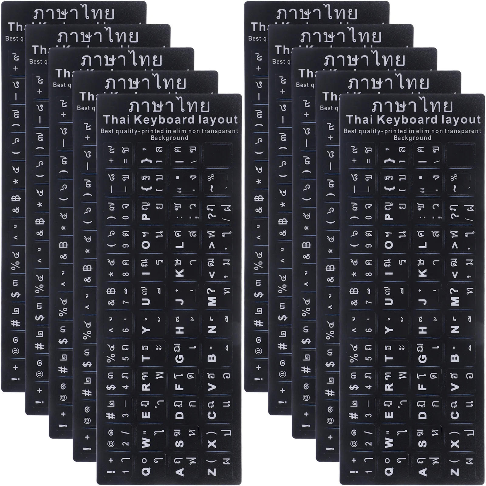 10 قطع من ملصقات لوحة المفاتيح التايلاندية العالمية للغة الأجنبية، واقي تخطيط متعدد اللغات للكمبيوتر المحمول #4