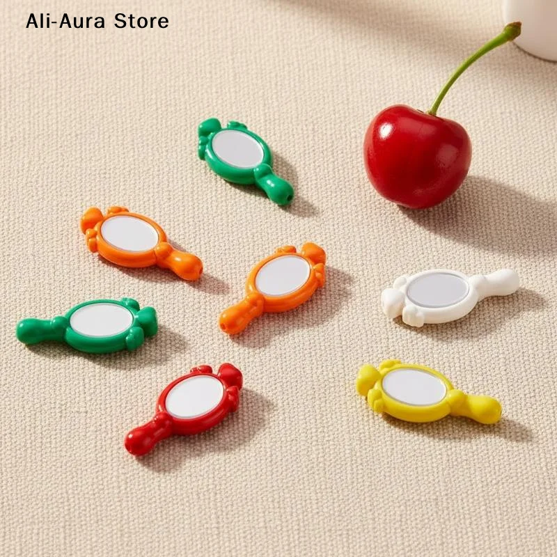 5/10/20Pcs Mini Cartoon Handheld Mirrors Straight Hole Beads DIY Jewelry Garment Pendant Accessory Dollhouse Decor