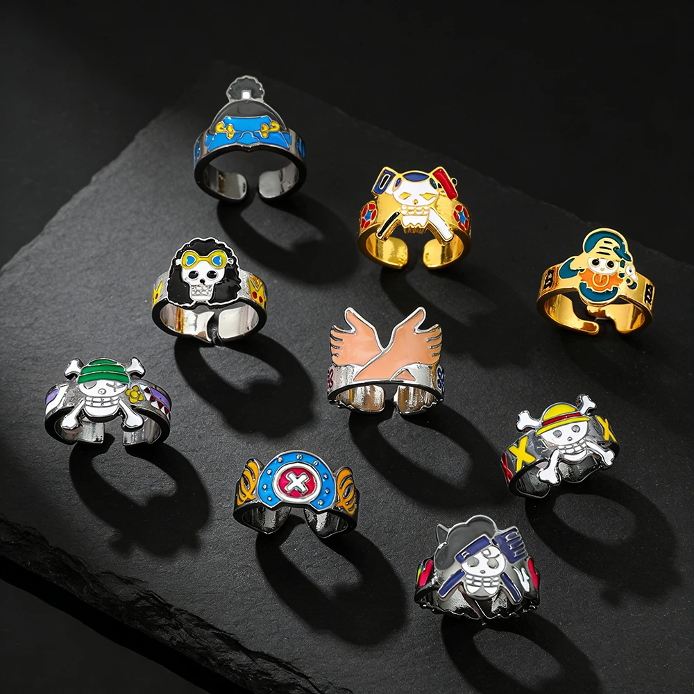 

Кольцо с логотипом черепа Монки Д. Луффи из One Piece, регулируемое, унисекс, для косплея, аксессуар для парусного спорта, приключенческое украшение, подарок