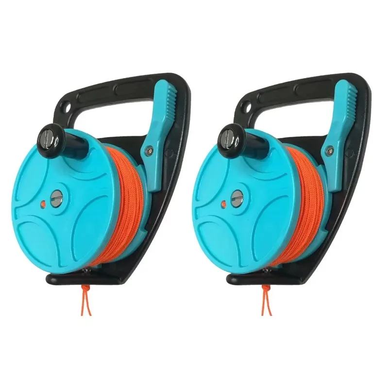 150ft/46M Rope Scuba Diving Reel Spool with Handle Thumb Stopper Clip Hook for Underwater Scuba Diving Diver Snorkeling Water