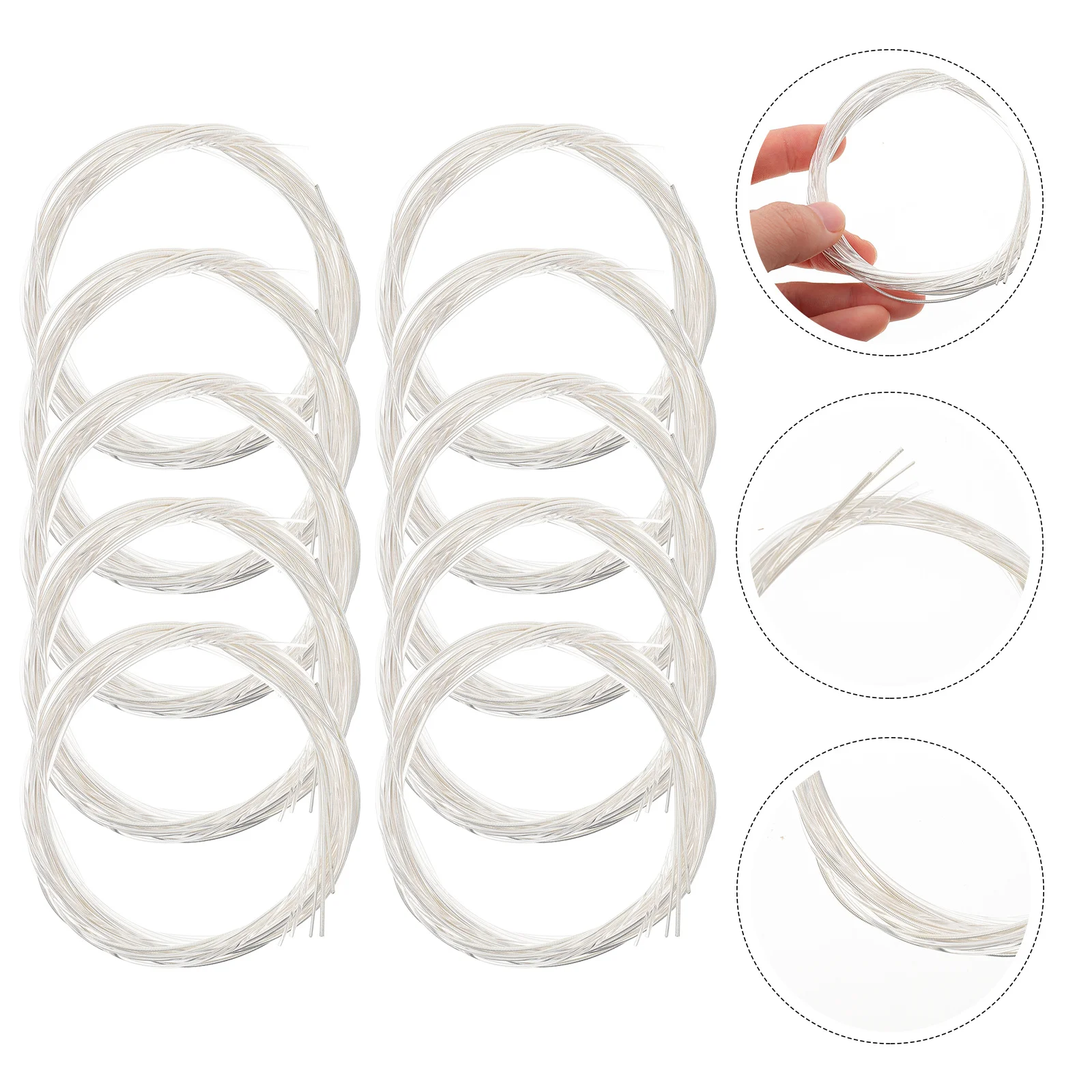 

10pcs Silver-Plated Classical Guitar Strings Nylon Core 123 Transparent 456 Coated Durable Replacement Set For Acoustic Folk