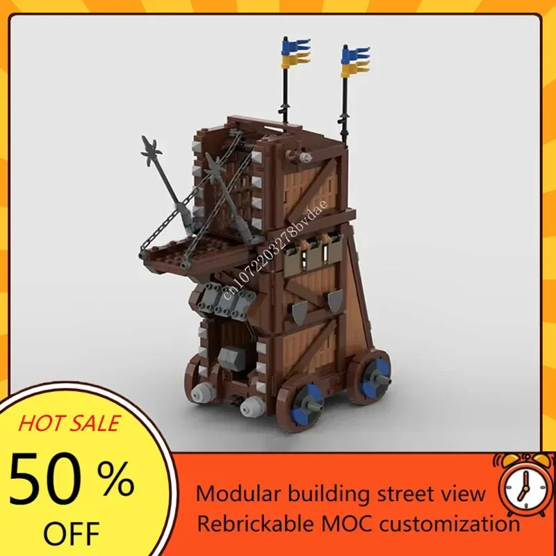 739PCS Black Falcon Siege Tower Medieval Castle Custom Puzzle Model DIY Technical Assembly Toy for Kids Holiday Xmas Gift