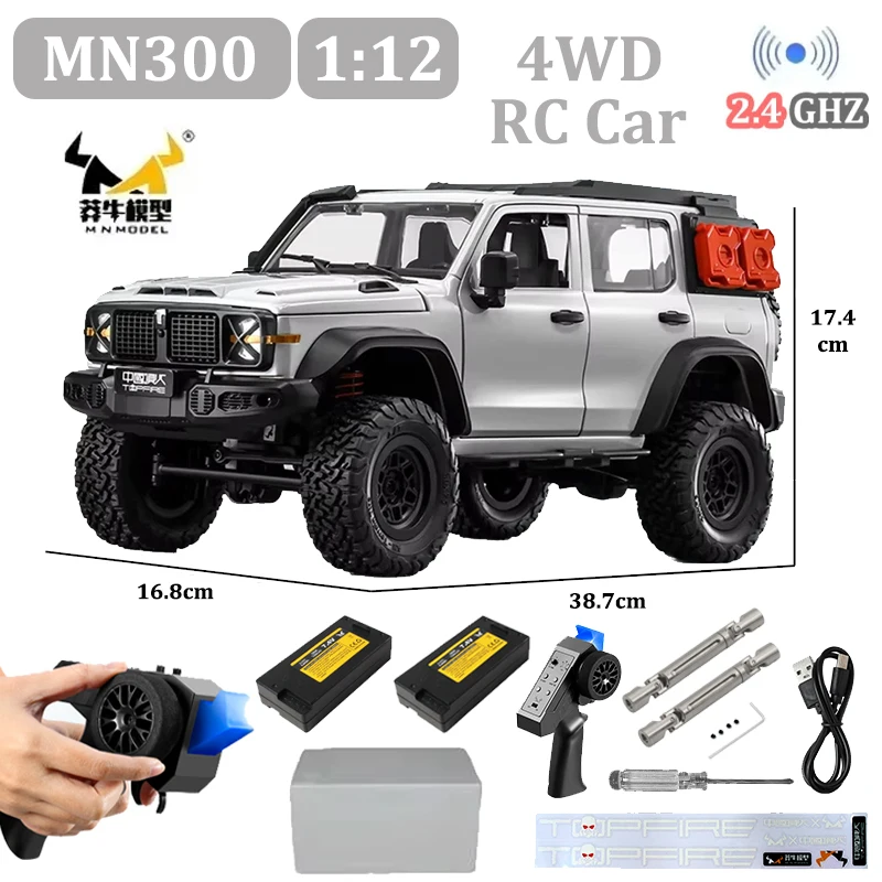 MN Model MN-300 1:12 Climbing Car RC Car Fully Proportional 4WD Remote Control Off Road Vehicle 2.4G Adult Gift Children Toy