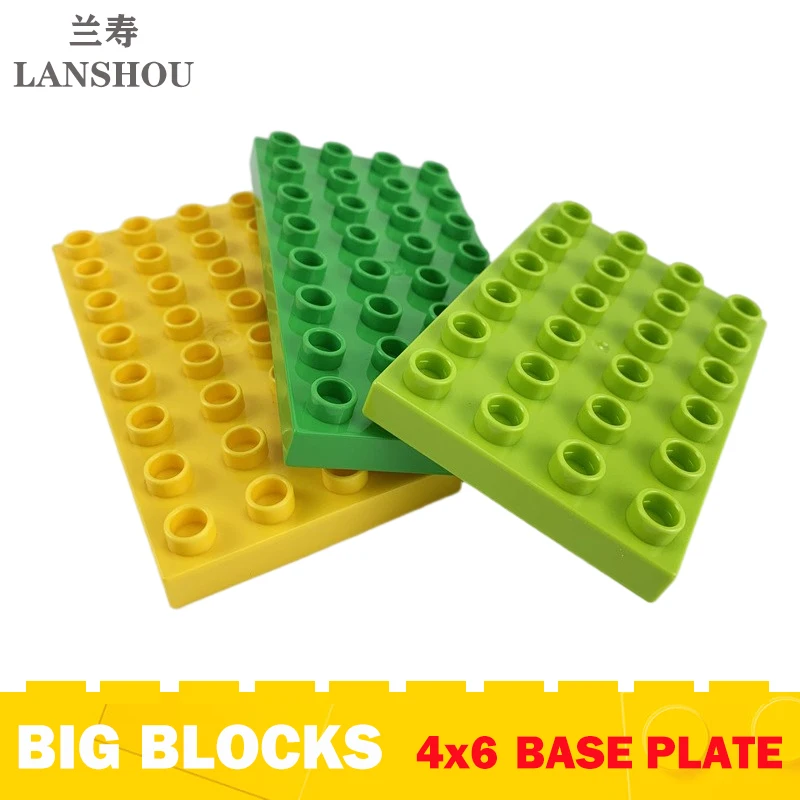 Big Size Building Blocks 4*6 Holes Double Sided Base Plate Compatible Large Bricks Plastic Educational Toys for Children Gifts