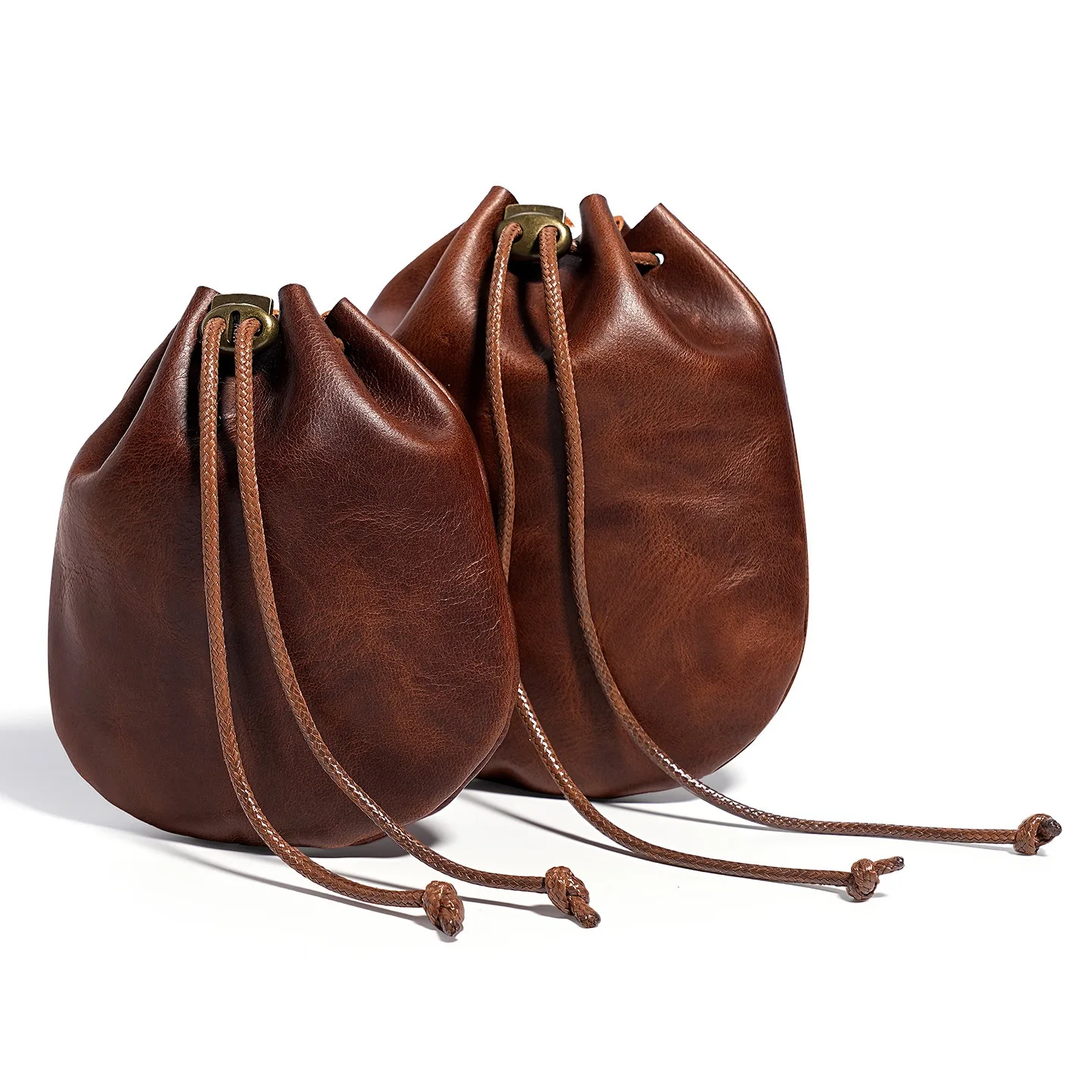Jewelry Storage Bag Handmade Coin Holders Leather Drawstring Pouch Genuine Leather Drawstring Pouch For Daily Use Gift Shopping