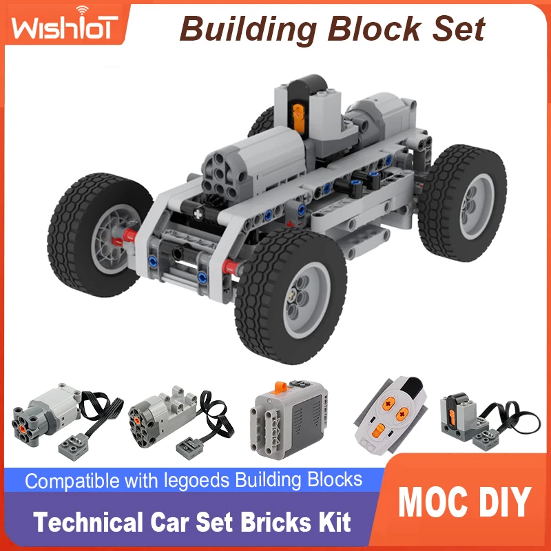 Bloques de chasis de vehículo eléctrico con control remoto, tracción en dos ruedas, piezas, función de potencia correspondiente, ladrillos PF, rompecabezas DIY, juguetes de regalo