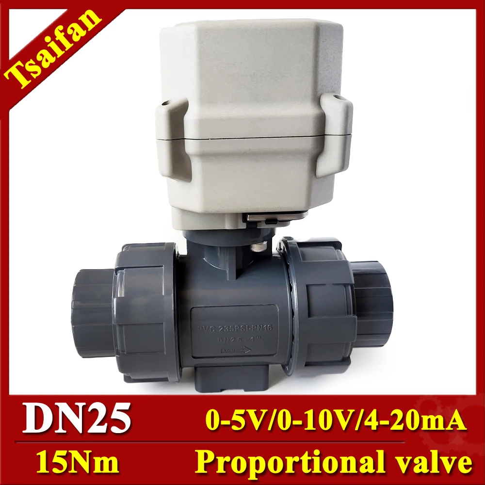 

1" Proportional Valve UPVC 0-5V, 0-10V, 4-20mA Analog Flow Control Valve True Union End out put 4-20mA Open angle control valve