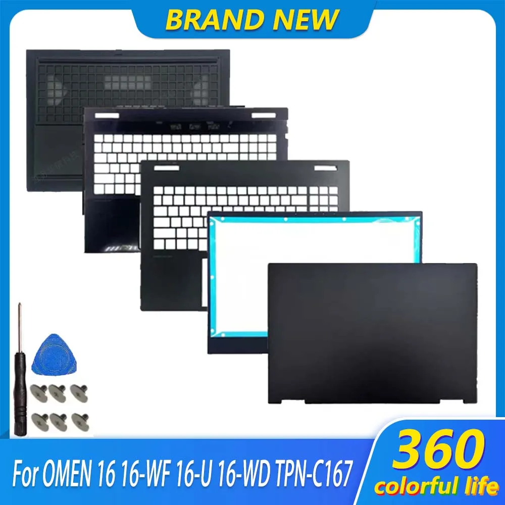 For OMEN 16 16-WF 16-U 16-WD 16-XD TPN-C167 LCD Back Cover Front Bezel Palmrest Lower Bottom Case Keyboard