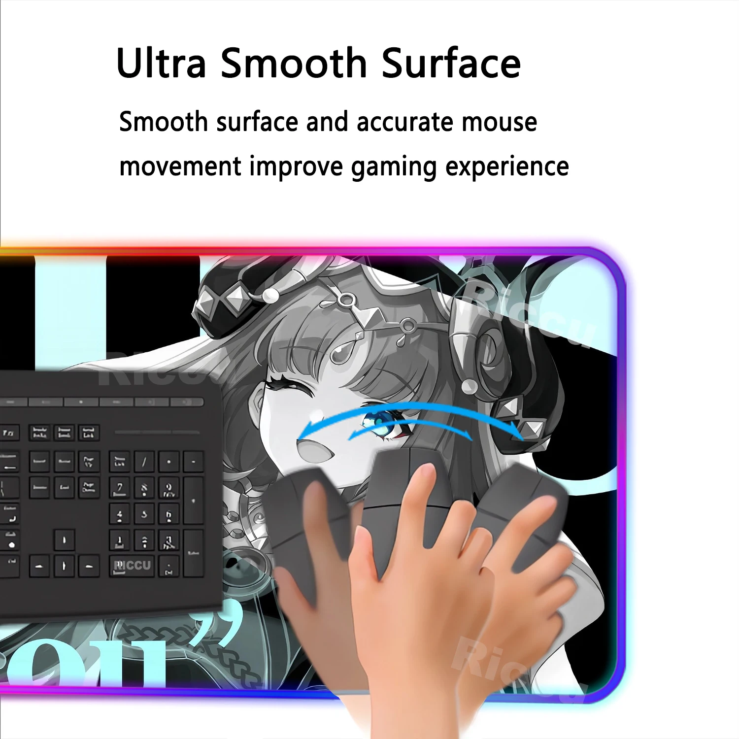 RGB Anime Mousepad Genshin Impact Mouse Pad Gamer Mat Xxl Pc Accessories Desk Protector Keyboard Pads Computer Gaming Desk Mat